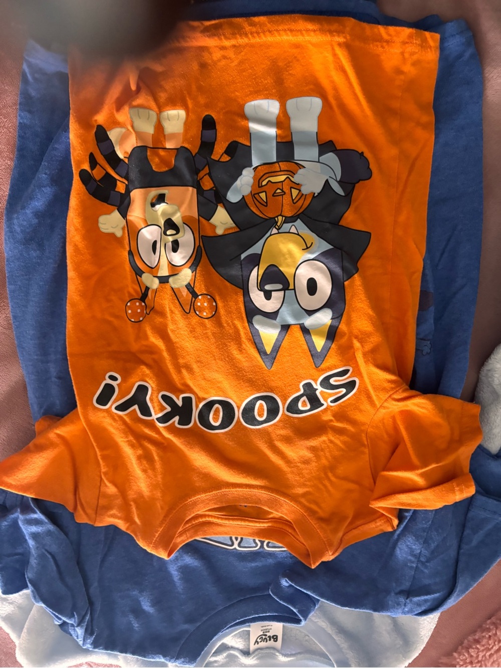 Orange 'Spooky' Kids Short Sleeve Tee with Character Print
